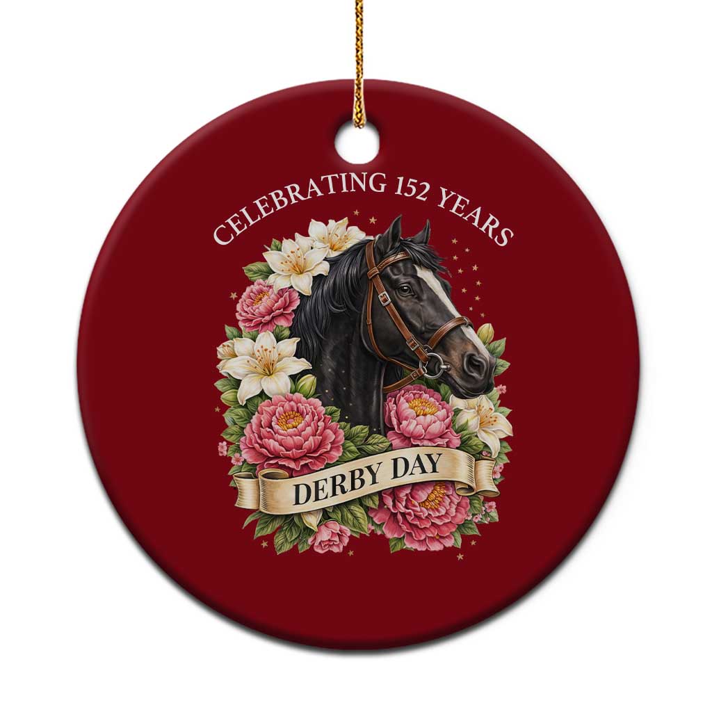 Celebrating 152 Years Derby Day Floral Ceramic Ornament Horse Racing Pink Peony White Lily Equestrian 152nd Anniversary