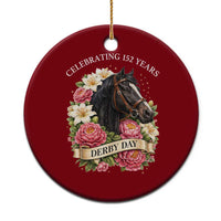Celebrating 152 Years Derby Day Floral Ceramic Ornament Horse Racing Pink Peony White Lily Equestrian 152nd Anniversary