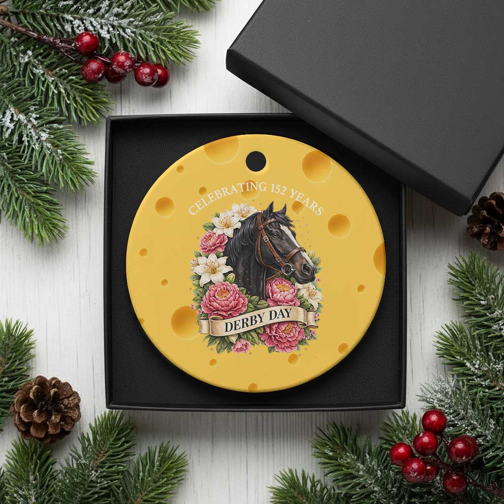 Celebrating 152 Years Derby Day Floral Ceramic Ornament Horse Racing Pink Peony White Lily Equestrian 152nd Anniversary