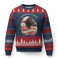 Celebrating 152 Years Derby Day Floral Ugly Christmas Sweater Horse Racing Pink Peony White Lily Equestrian 152nd Anniversary
