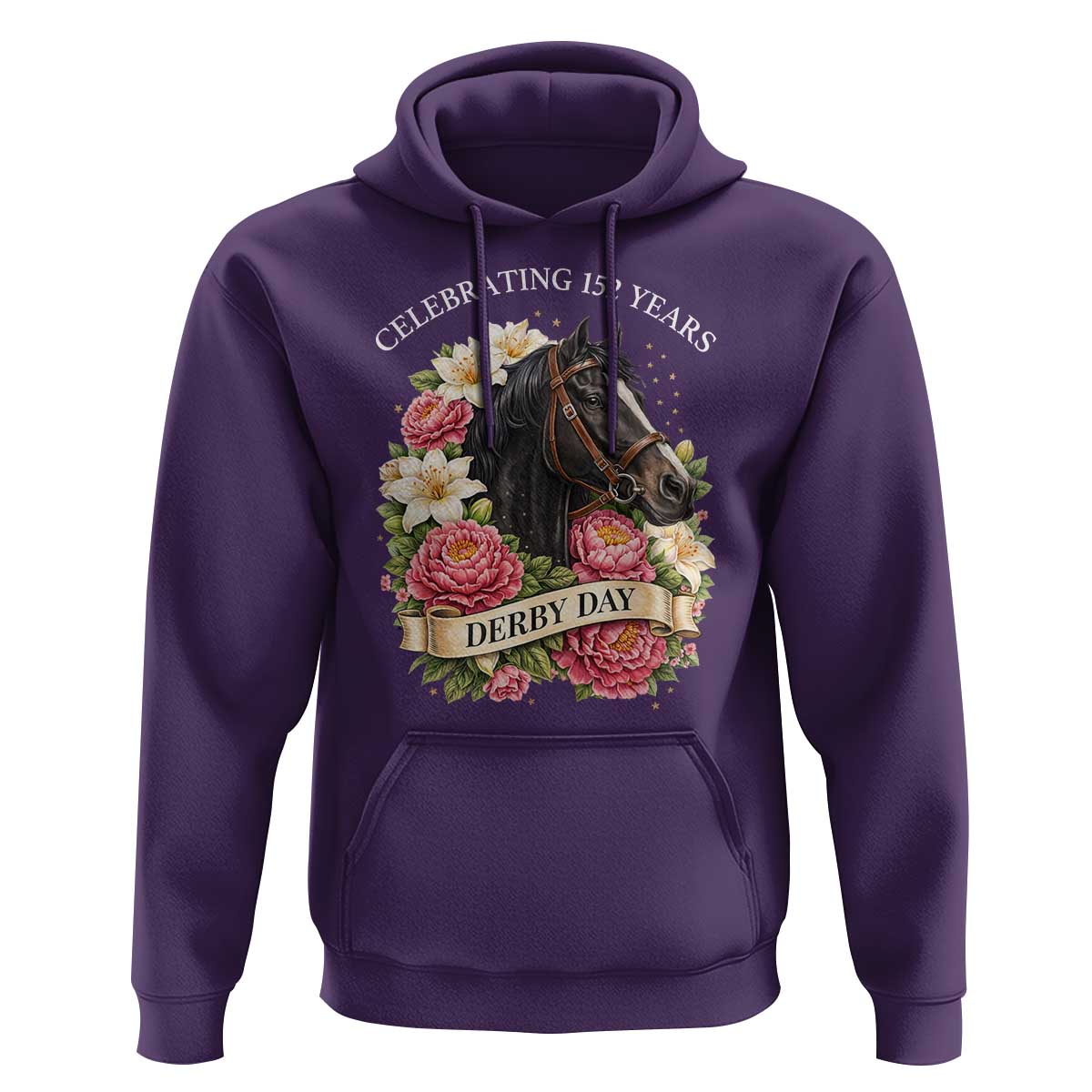 Celebrating 152 Years Derby Day Floral Hoodie Horse Racing Pink Peony White Lily Equestrian 152nd Anniversary