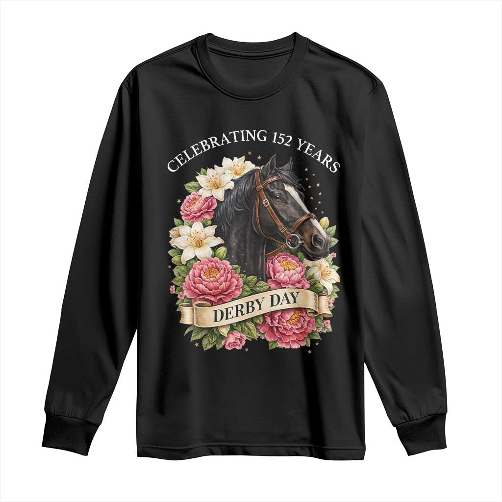 Celebrating 152 Years Derby Day Floral Long Sleeve Shirt Horse Racing Pink Peony White Lily Equestrian 152nd Anniversary