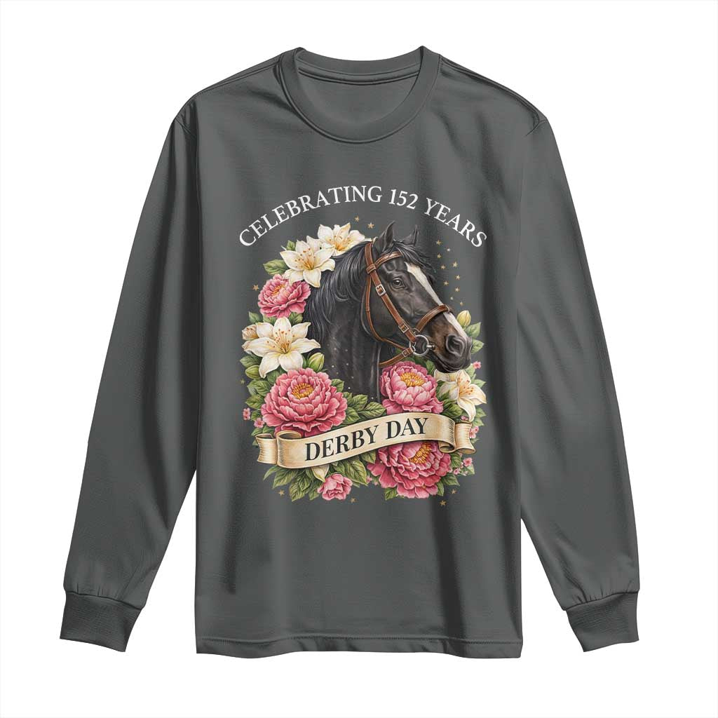 Celebrating 152 Years Derby Day Floral Long Sleeve Shirt Horse Racing Pink Peony White Lily Equestrian 152nd Anniversary
