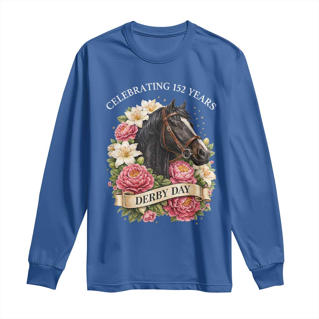 Celebrating 152 Years Derby Day Floral Long Sleeve Shirt Horse Racing Pink Peony White Lily Equestrian 152nd Anniversary