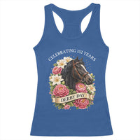 Celebrating 152 Years Derby Day Floral Racerback Tank Top Horse Racing Pink Peony White Lily Equestrian 152nd Anniversary