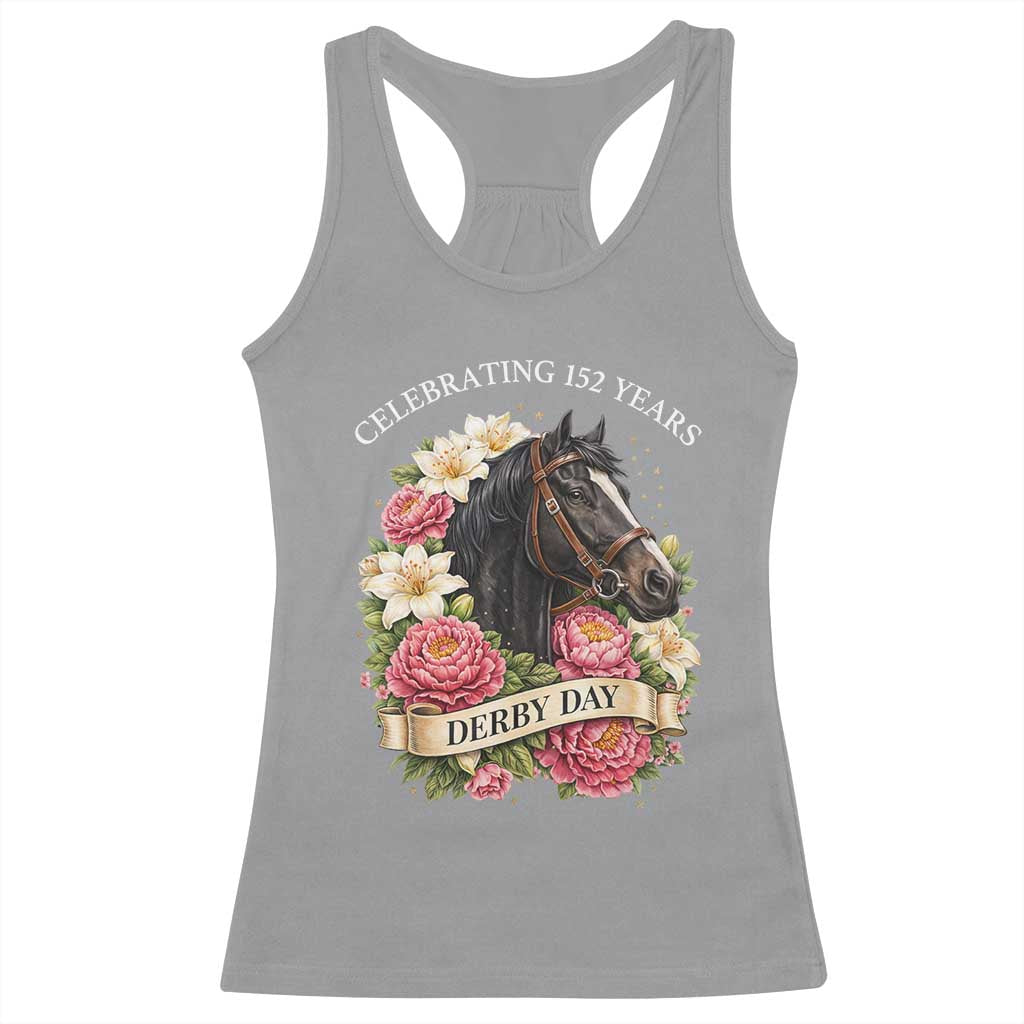 Celebrating 152 Years Derby Day Floral Racerback Tank Top Horse Racing Pink Peony White Lily Equestrian 152nd Anniversary