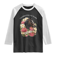 Celebrating 152 Years Derby Day Floral Raglan Shirt Horse Racing Pink Peony White Lily Equestrian 152nd Anniversary