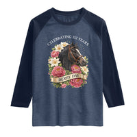 Celebrating 152 Years Derby Day Floral Raglan Shirt Horse Racing Pink Peony White Lily Equestrian 152nd Anniversary