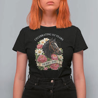 Celebrating 152 Years Derby Day Floral T Shirt For Women Horse Racing Pink Peony White Lily Equestrian 152nd Anniversary