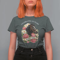 Celebrating 152 Years Derby Day Floral T Shirt For Women Horse Racing Pink Peony White Lily Equestrian 152nd Anniversary