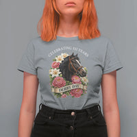 Celebrating 152 Years Derby Day Floral T Shirt For Women Horse Racing Pink Peony White Lily Equestrian 152nd Anniversary