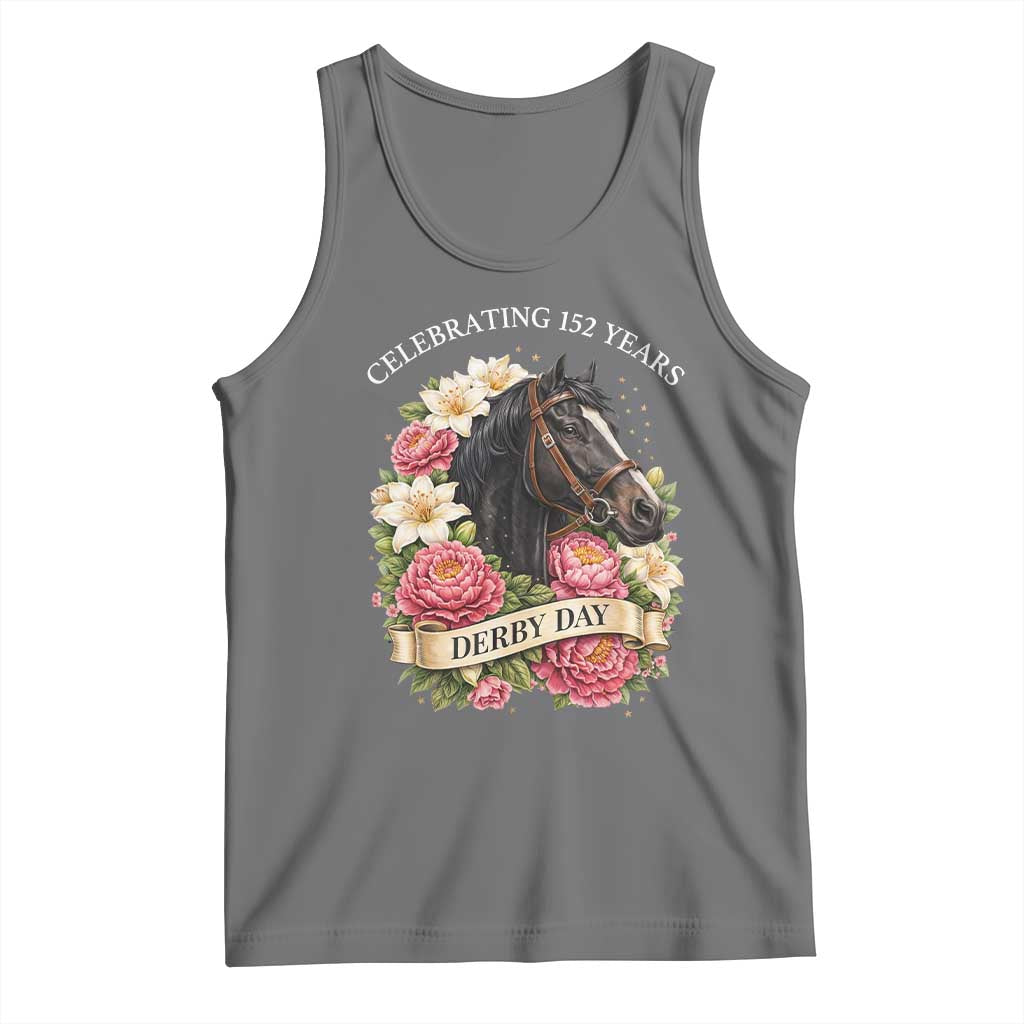 Celebrating 152 Years Derby Day Floral Tank Top Horse Racing Pink Peony White Lily Equestrian 152nd Anniversary
