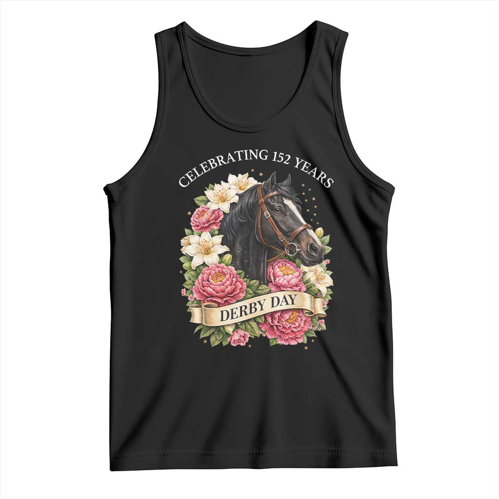 Celebrating 152 Years Derby Day Floral Tank Top Horse Racing Pink Peony White Lily Equestrian 152nd Anniversary