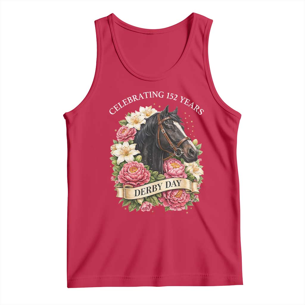 Celebrating 152 Years Derby Day Floral Tank Top Horse Racing Pink Peony White Lily Equestrian 152nd Anniversary