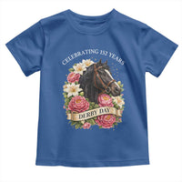 Celebrating 152 Years Derby Day Floral Toddler T Shirt Horse Racing Pink Peony White Lily Equestrian 152nd Anniversary