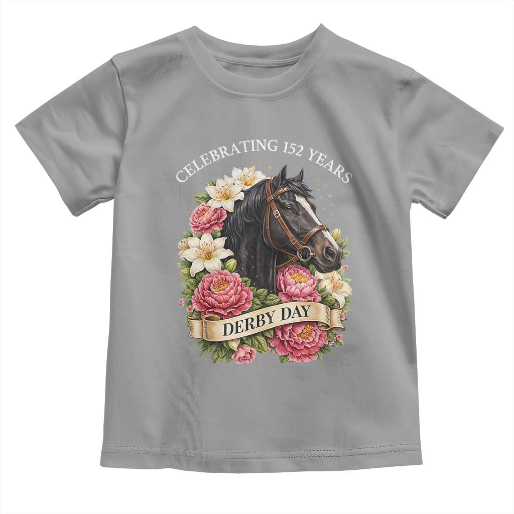 Celebrating 152 Years Derby Day Floral Toddler T Shirt Horse Racing Pink Peony White Lily Equestrian 152nd Anniversary