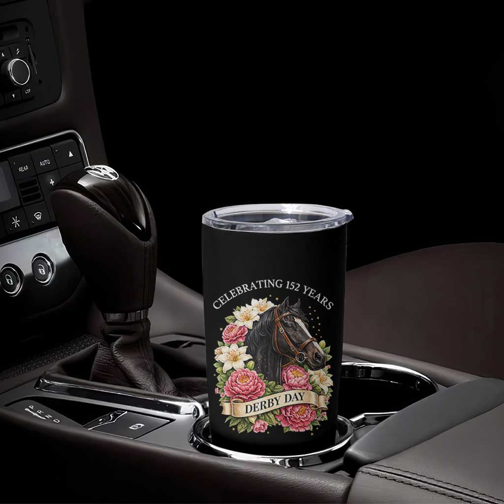 Celebrating 152 Years Derby Day Floral Tumbler Cup Horse Racing Pink Peony White Lily Equestrian 152nd Anniversary