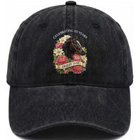 Celebrating 152 Years Derby Day Floral Washed Cotton Baseball Cap Horse Racing Pink Peony White Lily Equestrian 152nd Anniversary