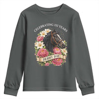 Celebrating 152 Years Derby Day Floral Youth Sweatshirt Horse Racing Pink Peony White Lily Equestrian 152nd Anniversary