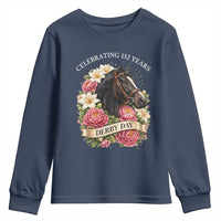 Celebrating 152 Years Derby Day Floral Youth Sweatshirt Horse Racing Pink Peony White Lily Equestrian 152nd Anniversary