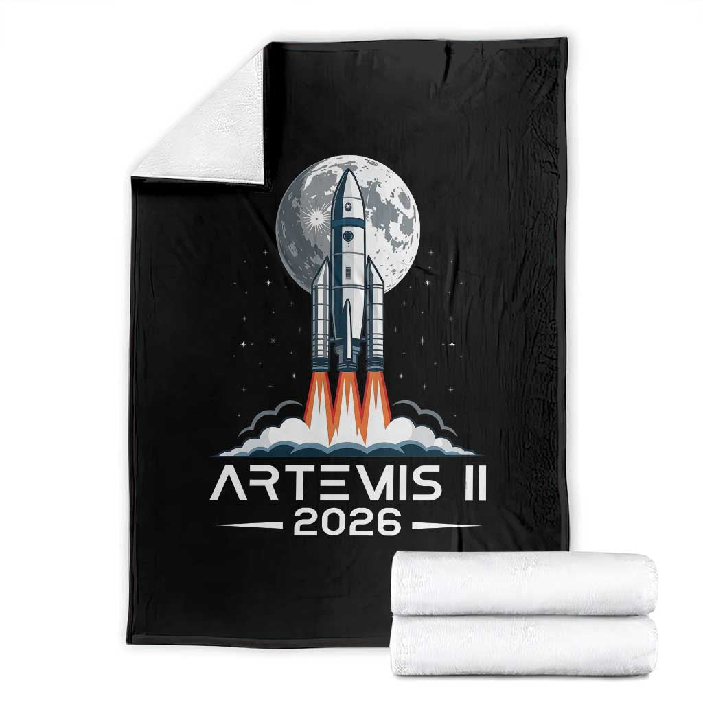 Lunar Journey 2026 Retro Rocket Launch Throw Blanket Space Exploration Astronomy Enthusiasts Sci-Fi Lovers