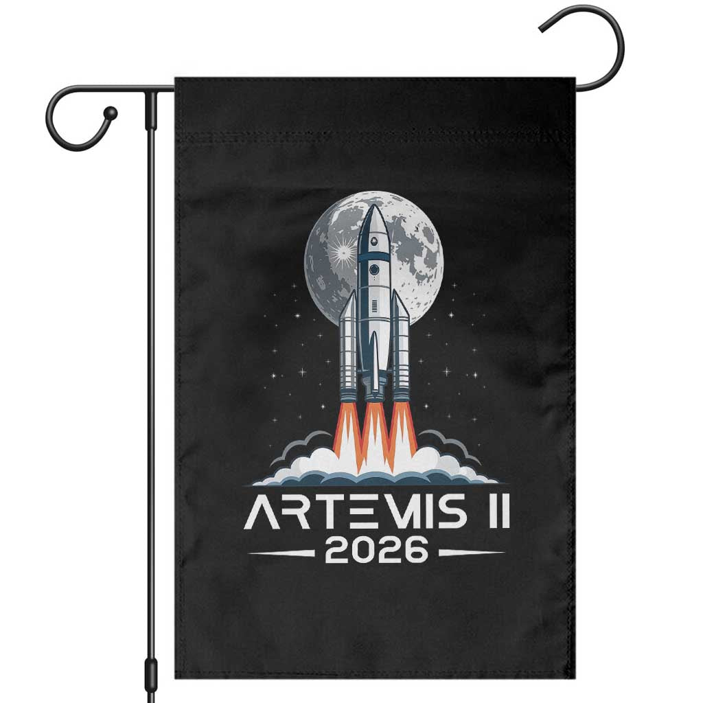 Lunar Journey 2026 Retro Rocket Launch Garden Flag Space Exploration Astronomy Enthusiasts Sci-Fi Lovers