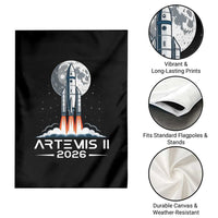 Lunar Journey 2026 Retro Rocket Launch Garden Flag Space Exploration Astronomy Enthusiasts Sci-Fi Lovers