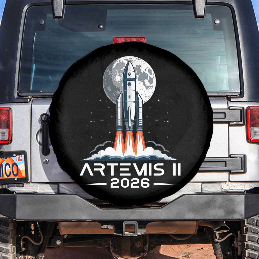 Lunar Journey 2026 Retro Rocket Launch Spare Tire Cover Space Exploration Astronomy Enthusiasts Sci-Fi Lovers
