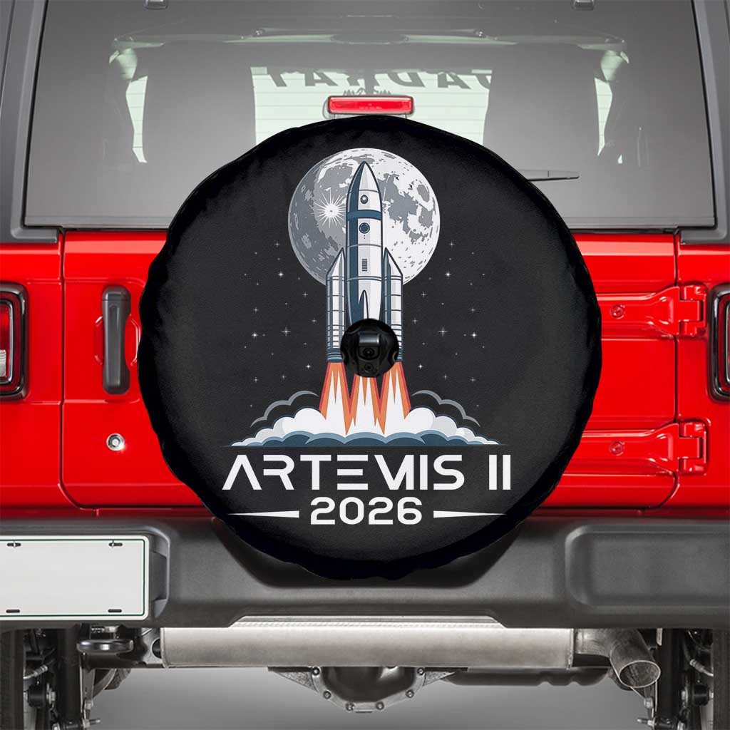 Lunar Journey 2026 Retro Rocket Launch Spare Tire Cover Space Exploration Astronomy Enthusiasts Sci-Fi Lovers