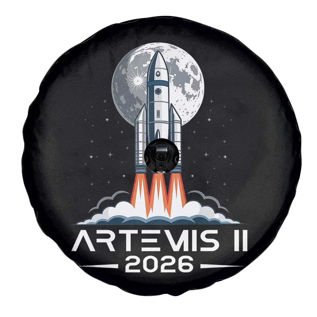 Lunar Journey 2026 Retro Rocket Launch Spare Tire Cover Space Exploration Astronomy Enthusiasts Sci-Fi Lovers