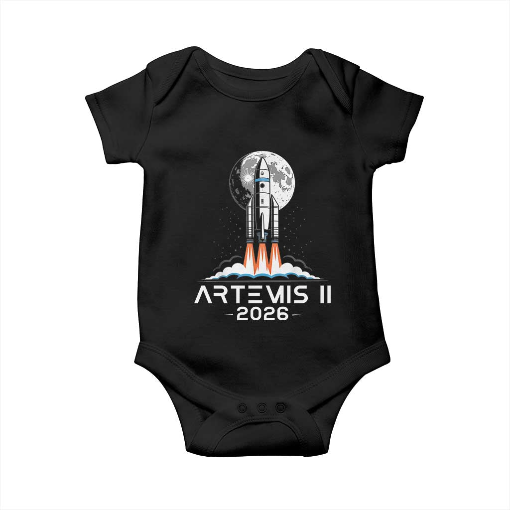 Lunar Journey 2026 Retro Rocket Launch Baby Onesie Space Exploration Astronomy Enthusiasts Sci-Fi Lovers