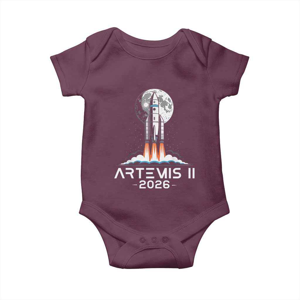 Lunar Journey 2026 Retro Rocket Launch Baby Onesie Space Exploration Astronomy Enthusiasts Sci-Fi Lovers
