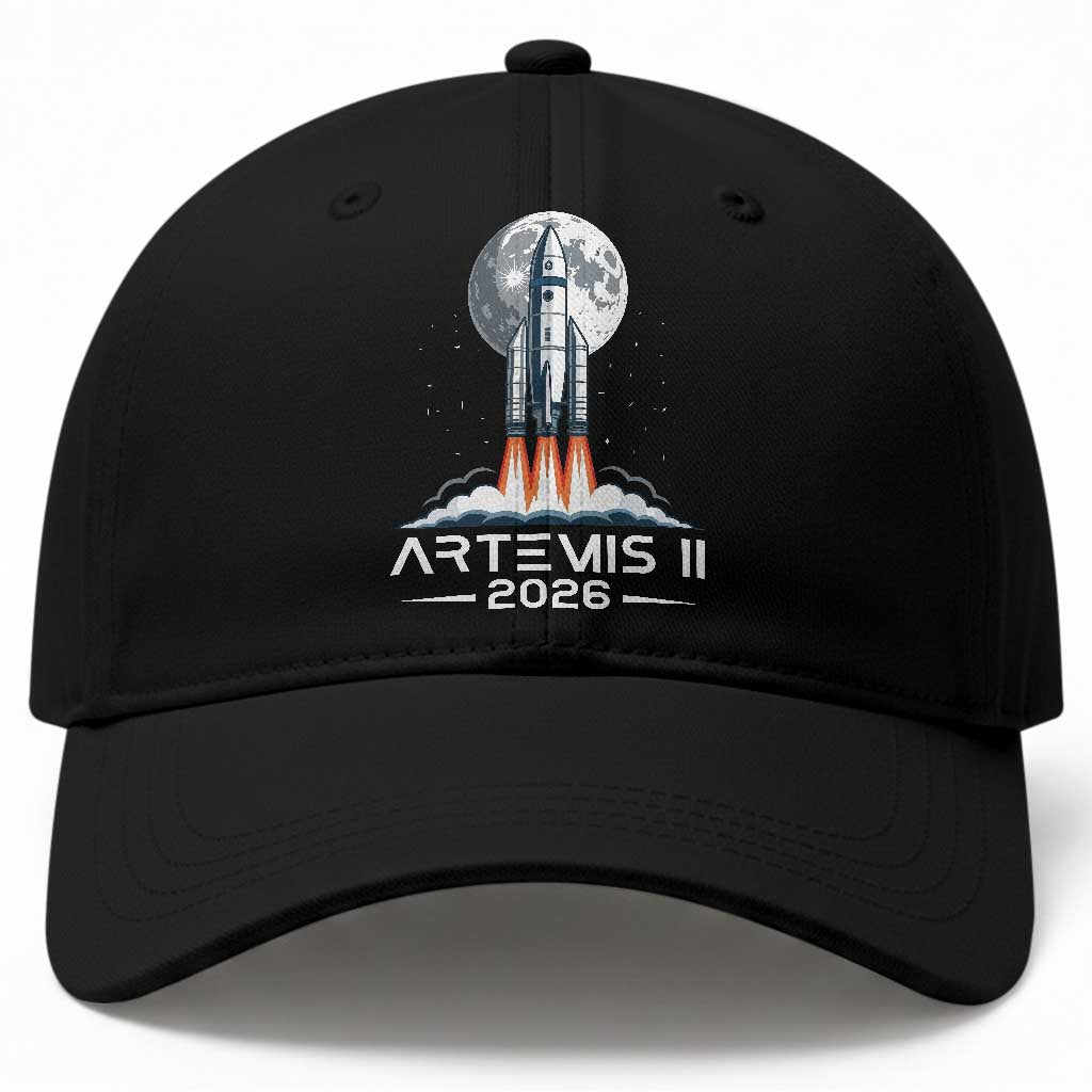 Lunar Journey 2026 Retro Rocket Launch Baseball Cap Space Exploration Astronomy Enthusiasts Sci-Fi Lovers
