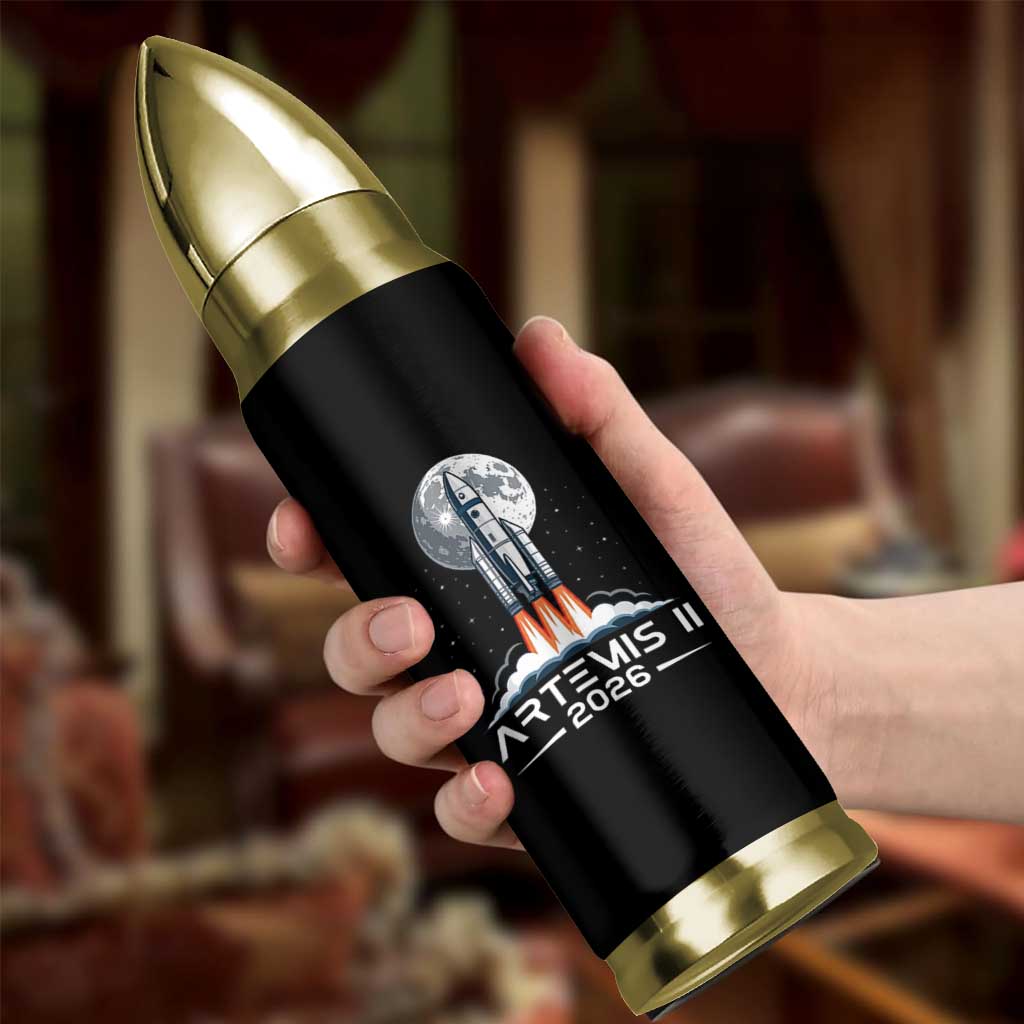 Lunar Journey 2026 Retro Rocket Launch Bullet Tumbler Space Exploration Astronomy Enthusiasts Sci-Fi Lovers
