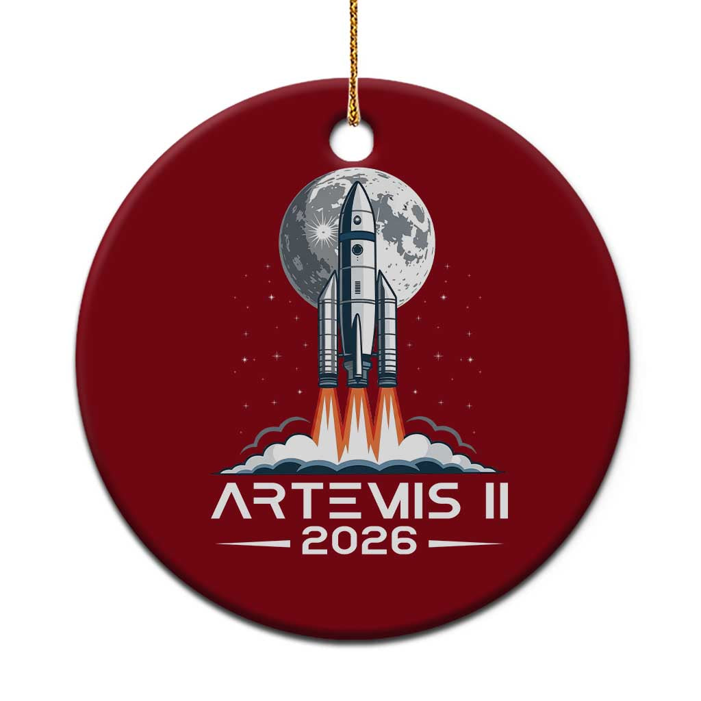 Lunar Journey 2026 Retro Rocket Launch Ceramic Ornament Space Exploration Astronomy Enthusiasts Sci-Fi Lovers
