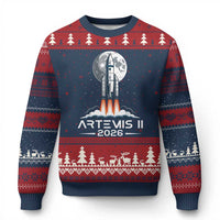Lunar Journey 2026 Retro Rocket Launch Ugly Christmas Sweater Space Exploration Astronomy Enthusiasts Sci-Fi Lovers