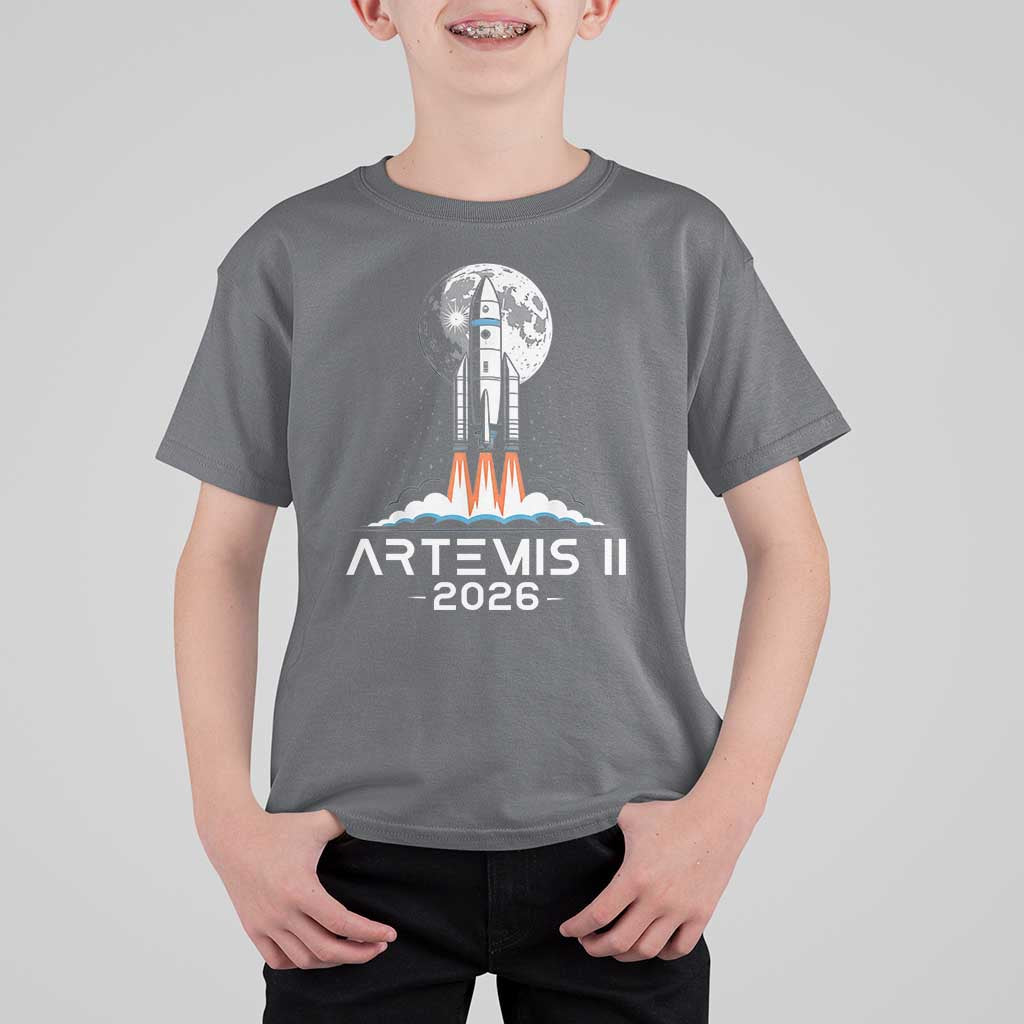 Lunar Journey 2026 Retro Rocket Launch T Shirt For Kid Space Exploration Astronomy Enthusiasts Sci-Fi Lovers
