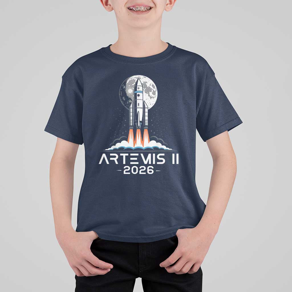 Lunar Journey 2026 Retro Rocket Launch T Shirt For Kid Space Exploration Astronomy Enthusiasts Sci-Fi Lovers