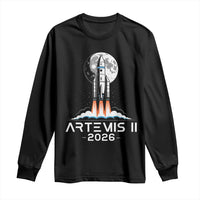Lunar Journey 2026 Retro Rocket Launch Long Sleeve Shirt Space Exploration Astronomy Enthusiasts Sci-Fi Lovers