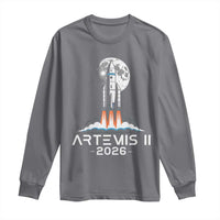 Lunar Journey 2026 Retro Rocket Launch Long Sleeve Shirt Space Exploration Astronomy Enthusiasts Sci-Fi Lovers