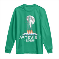 Lunar Journey 2026 Retro Rocket Launch Long Sleeve Shirt Space Exploration Astronomy Enthusiasts Sci-Fi Lovers