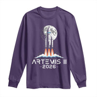 Lunar Journey 2026 Retro Rocket Launch Long Sleeve Shirt Space Exploration Astronomy Enthusiasts Sci-Fi Lovers