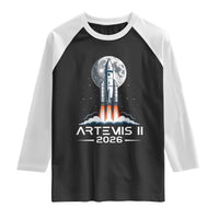 Lunar Journey 2026 Retro Rocket Launch Raglan Shirt Space Exploration Astronomy Enthusiasts Sci-Fi Lovers