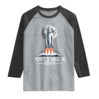 Lunar Journey 2026 Retro Rocket Launch Raglan Shirt Space Exploration Astronomy Enthusiasts Sci-Fi Lovers