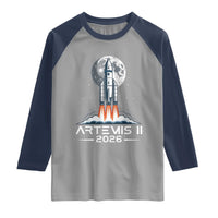 Lunar Journey 2026 Retro Rocket Launch Raglan Shirt Space Exploration Astronomy Enthusiasts Sci-Fi Lovers
