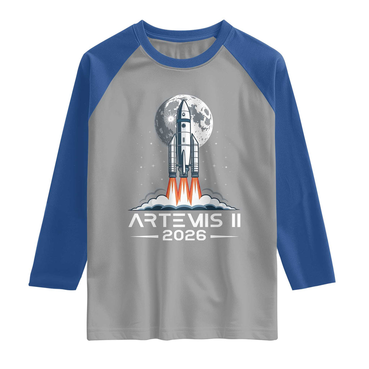 Lunar Journey 2026 Retro Rocket Launch Raglan Shirt Space Exploration Astronomy Enthusiasts Sci-Fi Lovers