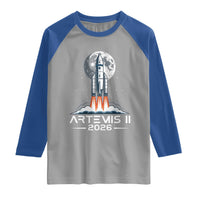 Lunar Journey 2026 Retro Rocket Launch Raglan Shirt Space Exploration Astronomy Enthusiasts Sci-Fi Lovers