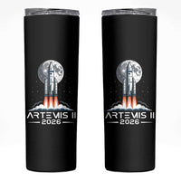 Lunar Journey 2026 Retro Rocket Launch Skinny Tumbler Space Exploration Astronomy Enthusiasts Sci-Fi Lovers