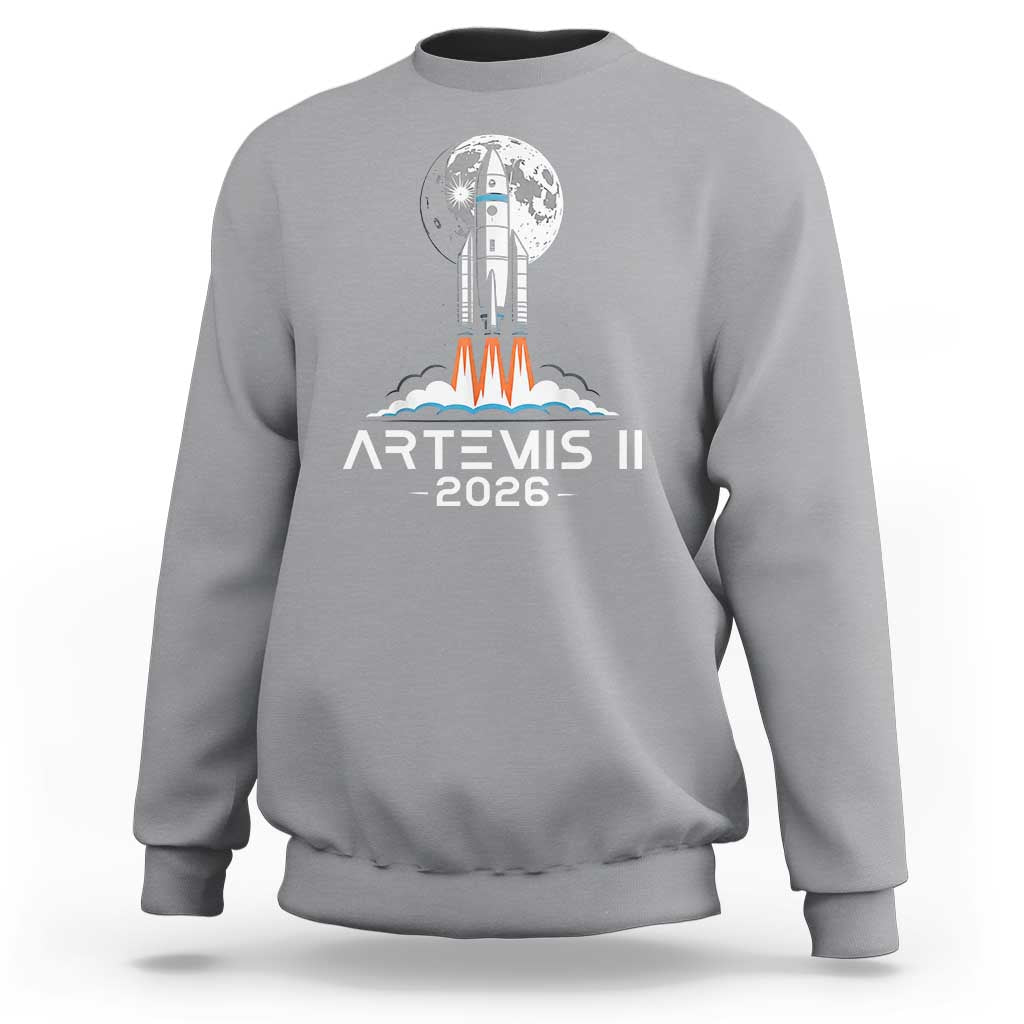 Lunar Journey 2026 Retro Rocket Launch Sweatshirt Space Exploration Astronomy Enthusiasts Sci-Fi Lovers