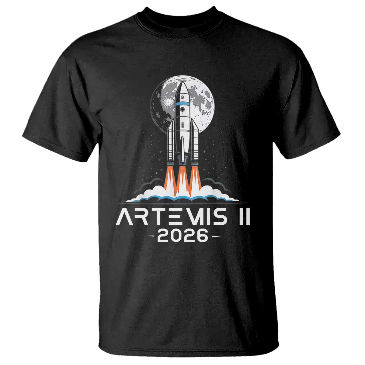 Lunar Journey 2026 Retro Rocket Launch T Shirt Space Exploration Astronomy Enthusiasts Sci-Fi Lovers